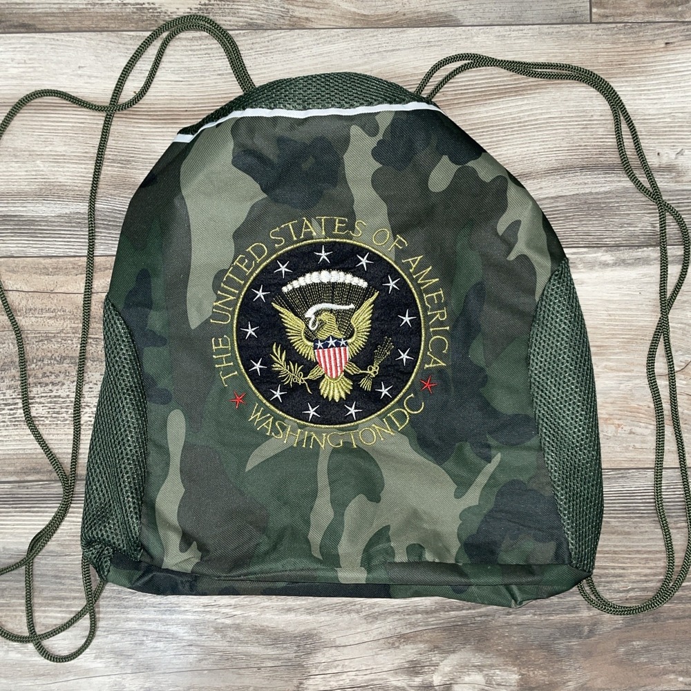 United‎ States Of America Washington D.C. Eagle Logo Drawstring Backpack Camo
